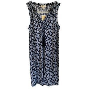 Michael Michael Kors Shift Dress Sleeveless Tassels Floral V-Neck Sz XS Boho